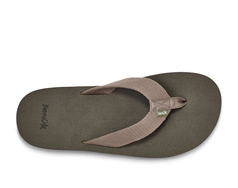 Sanuk Beer Cozy Stacker Webbing Men's Flip Flops Beige | Canada 257HAP